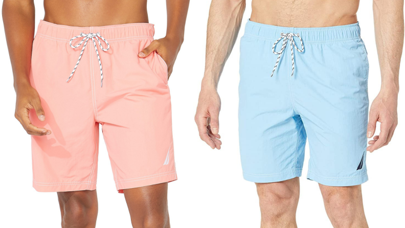 men wearing Nautica swim trunks