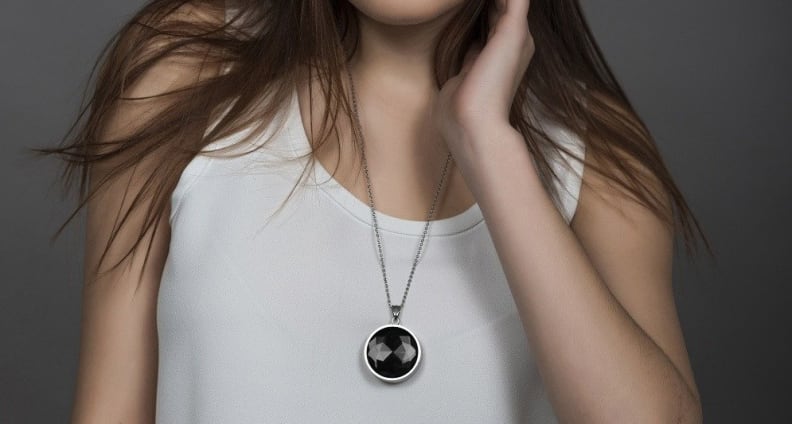 Leaf Safer smart pendant on necklace