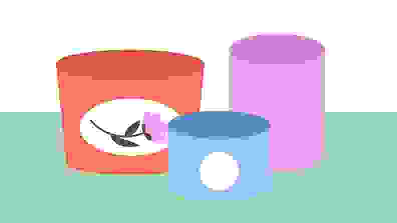 Clip art featuring candle jars in front of a background.