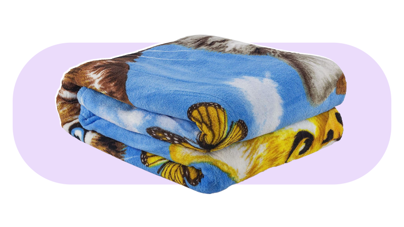 Product shot of the Dawhud Direct Kitten Fleece Blanket folded into a square.