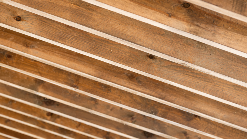 Wooden beams on ceiling