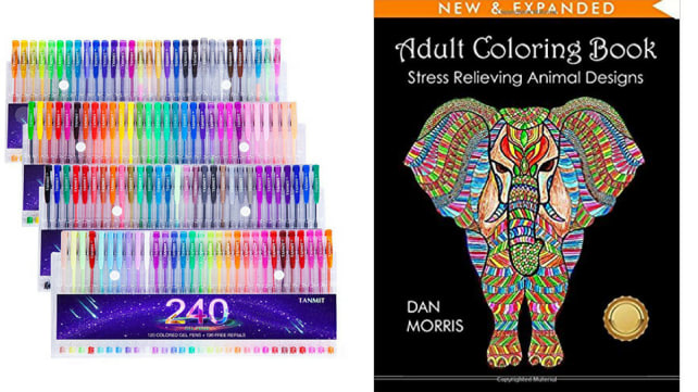 Gel Pens and Coloring Book