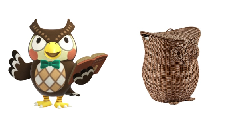 Blathers next to a basket