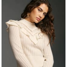 Product image of By Anthropologie Victoria Cashmere Floral Ruffle Sweater