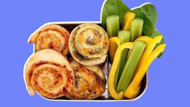 Stuffed pinwheels in a kids' bento box