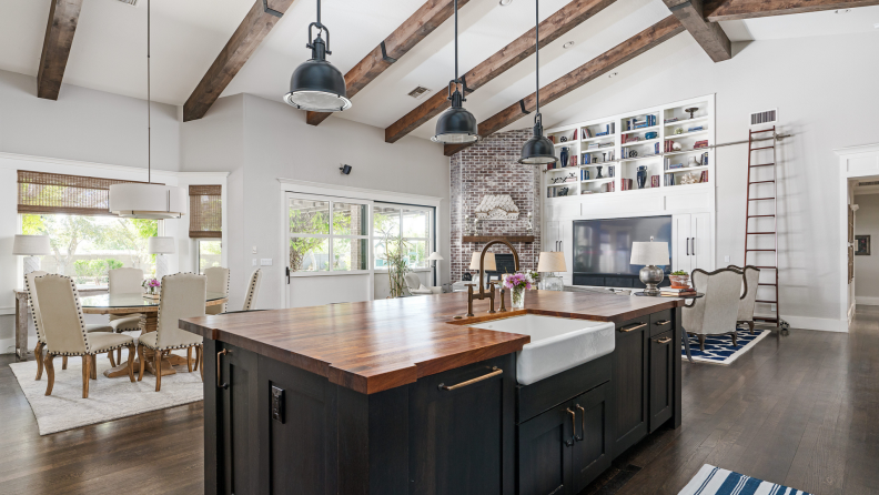 Mixing up black and white cabinetry and countertops makes for dynamic contrast