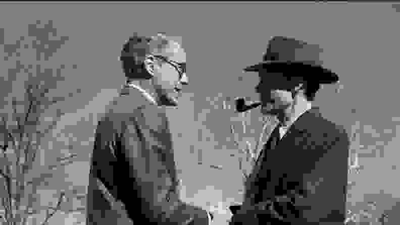 Robert Downey Jr., left, and Cillian Murphy in a scene from "Oppenheimer."