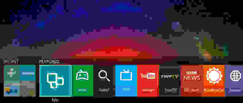 The new menu on Samsung's Tizen interface.
