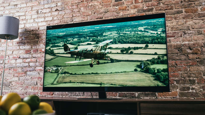 The Samsung QN85A displaying 4K/HDR content that demonstrates its color reproduction