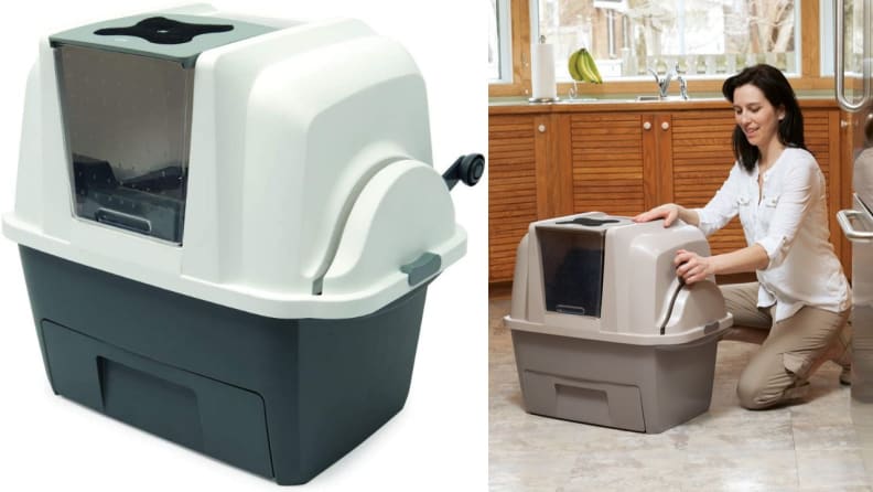 Smart Choice Easy-to-Clean Self-Cleaning Litter Box in Tan - Hooded Design  - Cleans in 20 Seconds - Includes 1 Litter Spinner - Brown Color in the Litter  Box Concealment department at