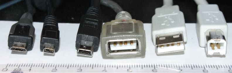 USB cable connectors by type