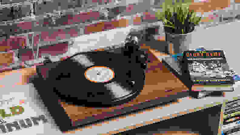 A Crosley C6 record player, one of the best gifts for stepmoms.