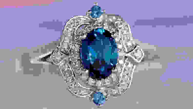 This blue topaz engagement ring is one of the best engagement rings online.