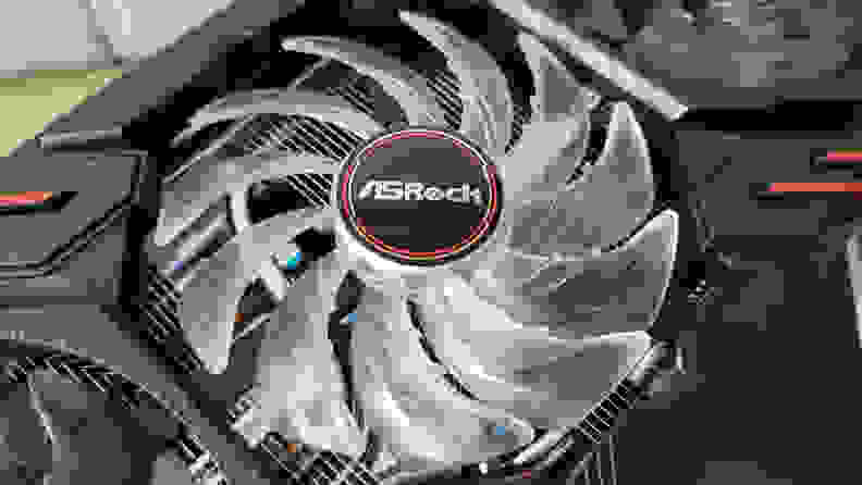 Close up of a graphics card fan