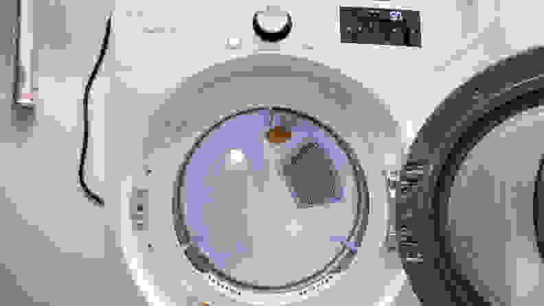 The drum and controls of the LG DLEX3700W dryer