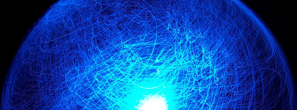 A blue fiber optic lamp.