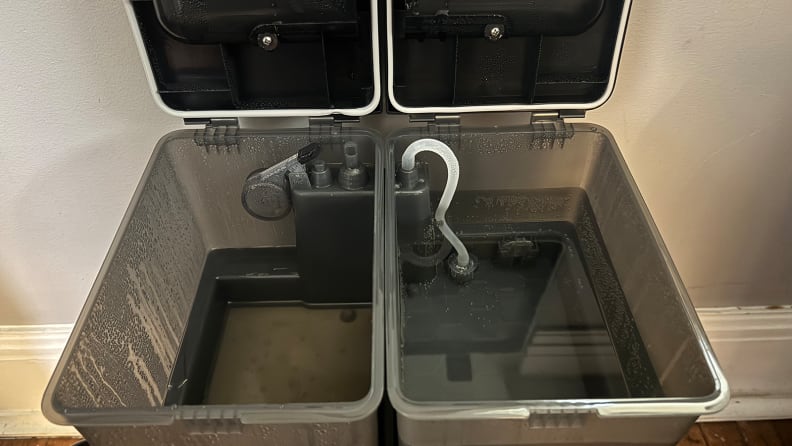 The water tanks of a robot docking station