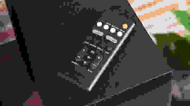 A close-up of the remote.