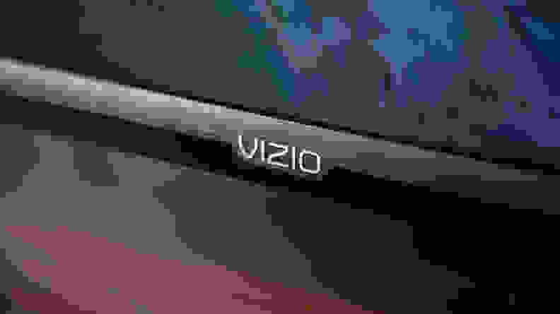 A close-up of the Vizio insignia found on the front of the 2021/2022 Vizio V-Series