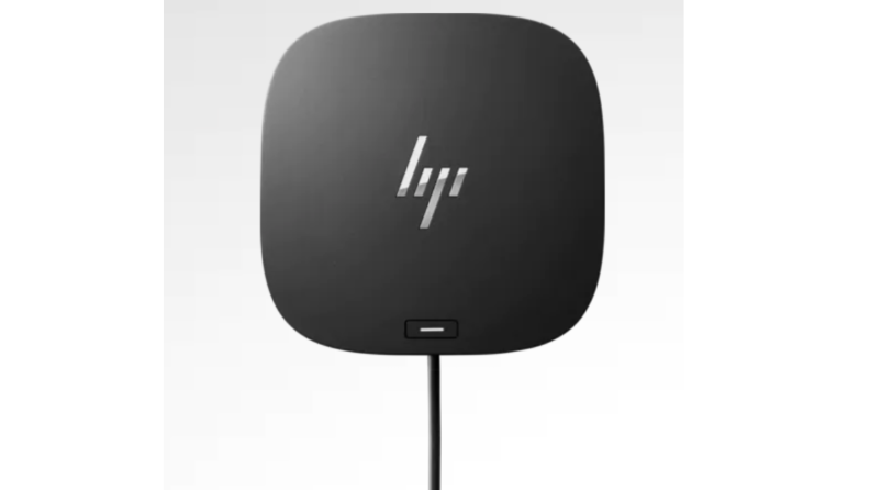 An image of the HP USB-C dock seen from above.