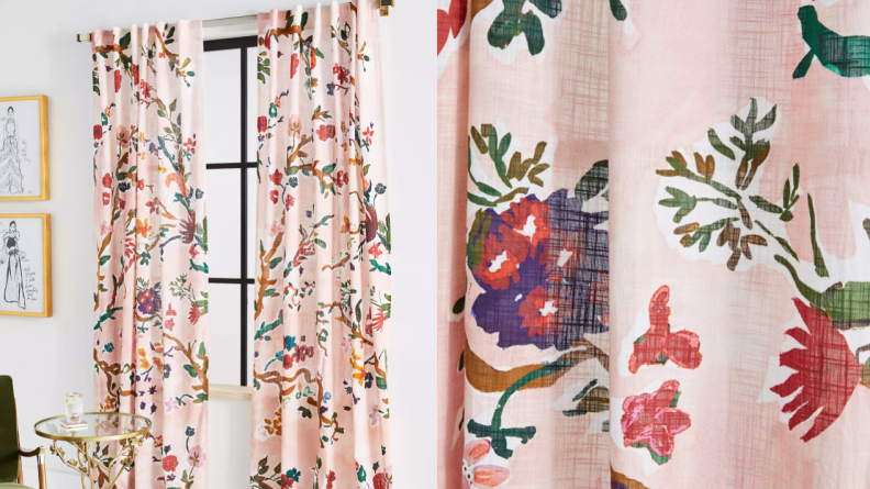 pink floral curtains