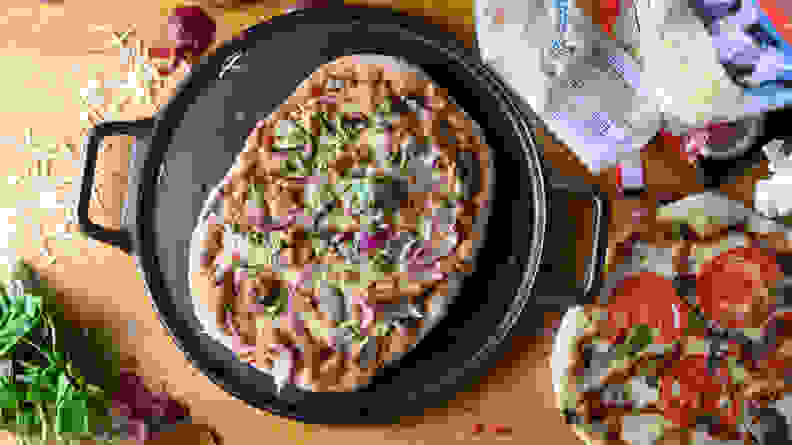 Pizza on a lodge pan