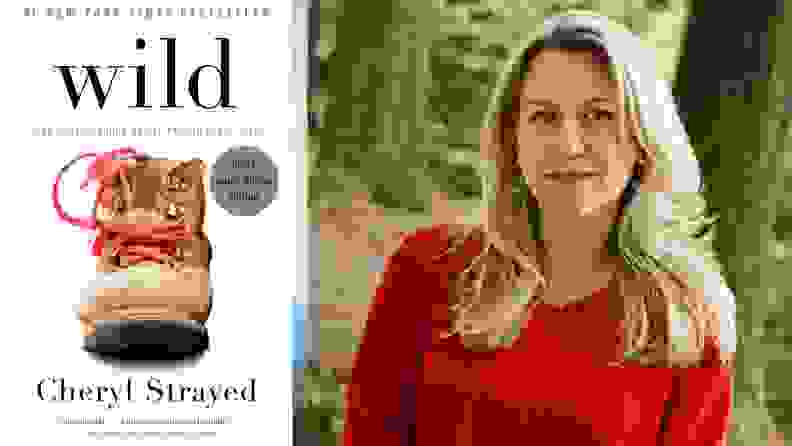 On left, book cover that reads "Wild." On right, person smiling.
