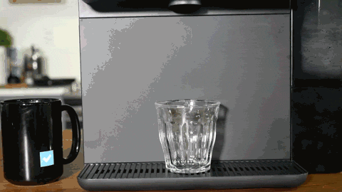Nugget ice being dispensed into a glass