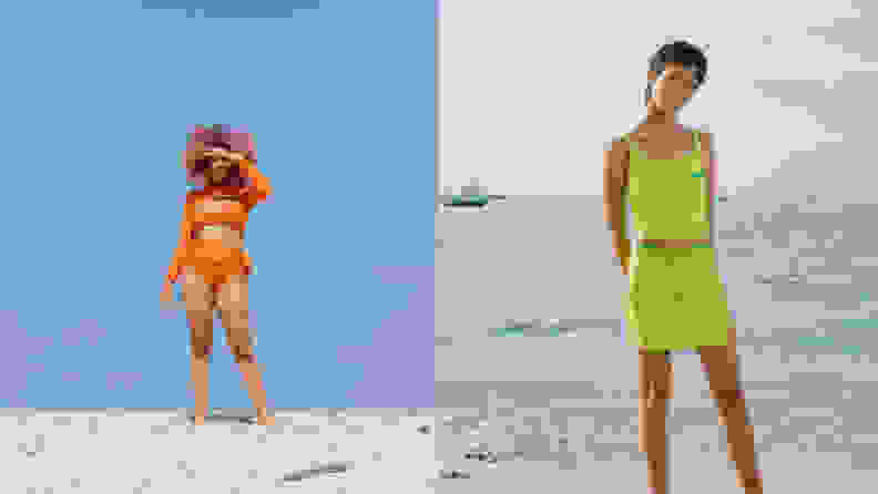Two humans in MIGA Swimwear attire.