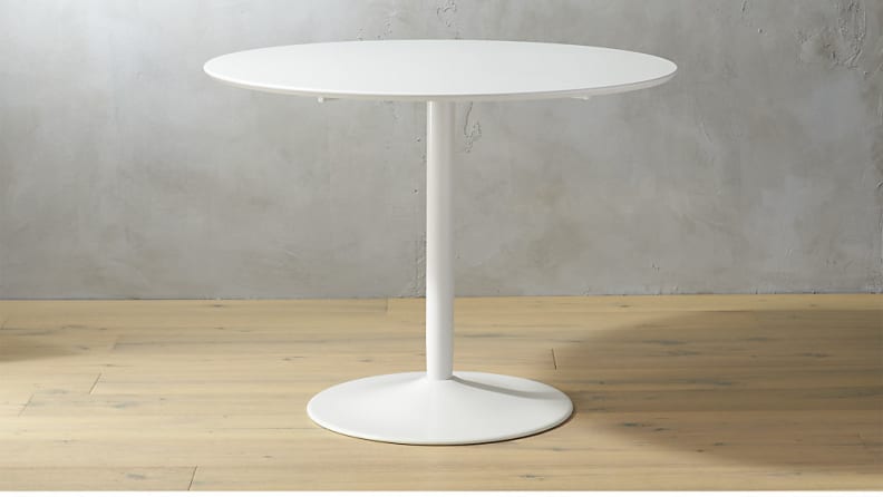 A tulip table works in an eat-in kitchen or a dining room.