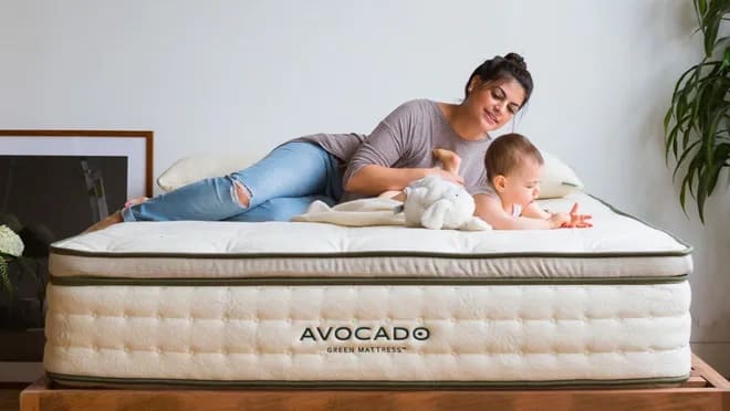 Avocado Green mattress in a bedroom setup