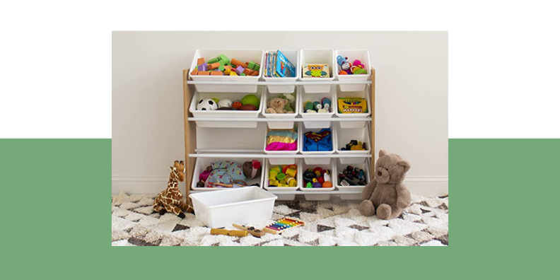 Image of toy bins from Humble Crew Store filled with children's toys.