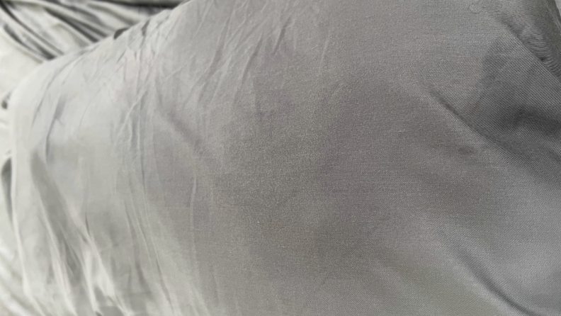 Dark sweat stains on the gray Bedsure Cooling fitted Sheet.