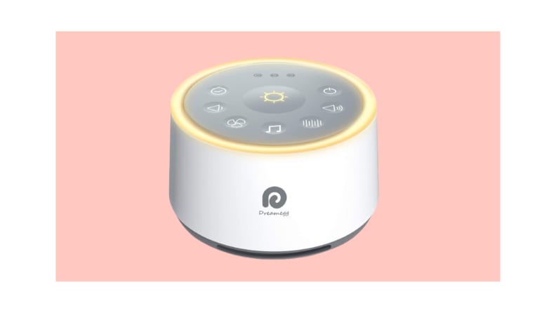 Dreamegg white noise machine on a colorful background