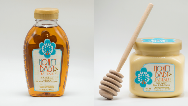 Two honey-inspired hair products.