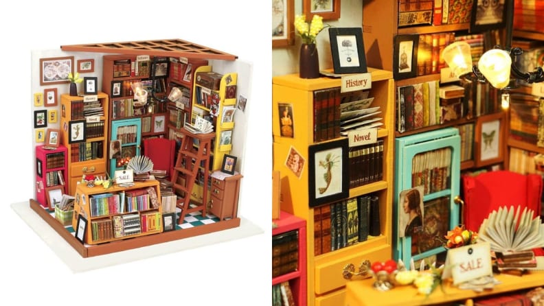 A miniature bookstore set.