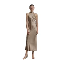 Product image of French Bow Halter-Neck Silk Maxi Dress