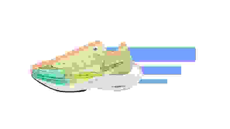 A green Nike super shoe on a white background