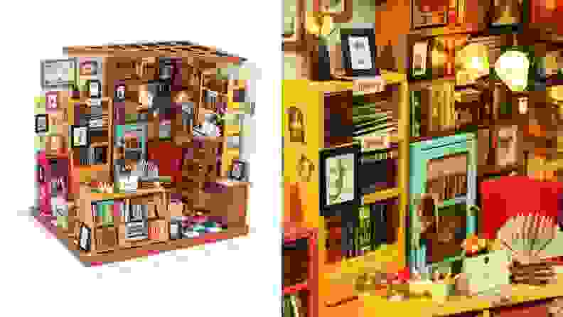 A miniature bookstore set.