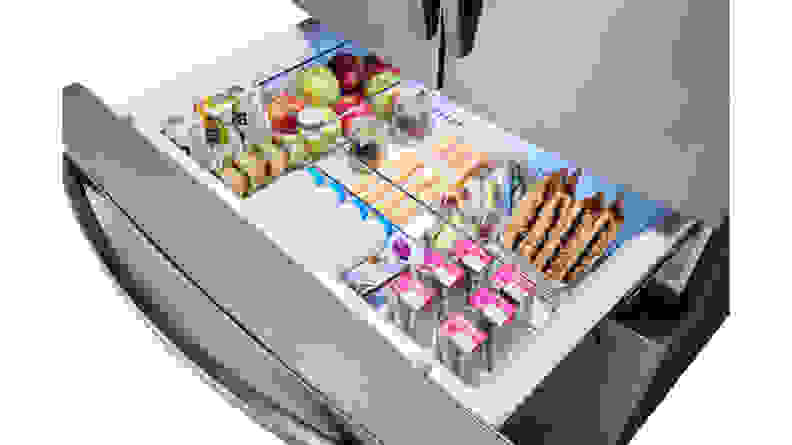 The Samsung RF28R7201SR FlexZone drawer with flexible storage easy to organize