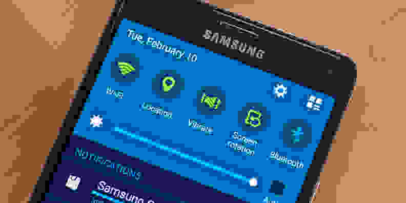 A photograph of the Samsung Galaxy Note 4's power menu.