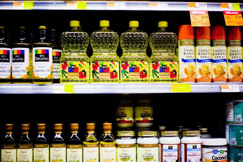 Cooking oil on shelf
