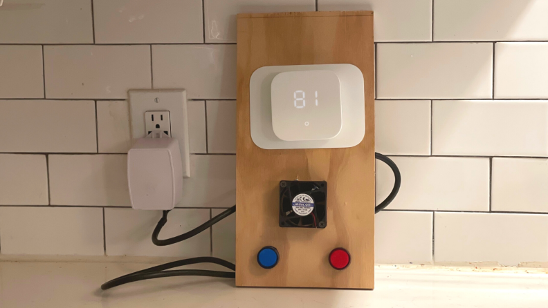 The Amazon Smart Thermostat displays the temperature