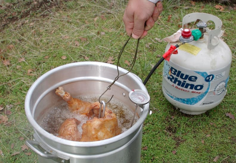 Deep fried turkey. Watch those fingers!