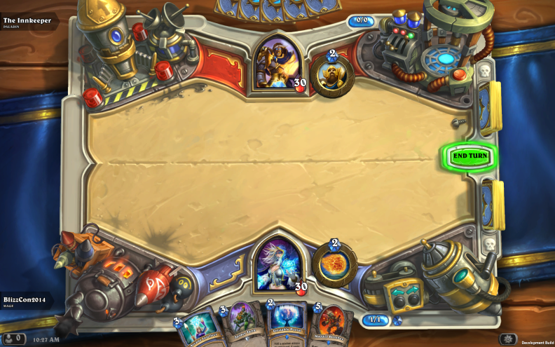The Hearthstone game board is simple enough to make mobile integration possible without a loss in quality.