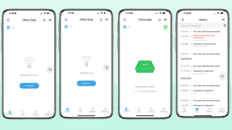 Several screenshots from the Lockly app.