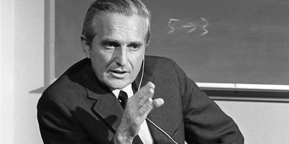 Inventor of the computer mouse, Douglas C. Engelbart in 1968