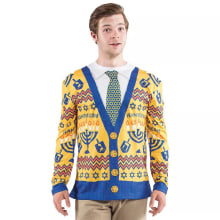 Product image of Faux Real Men's Ugly Hanukkah Sweater T