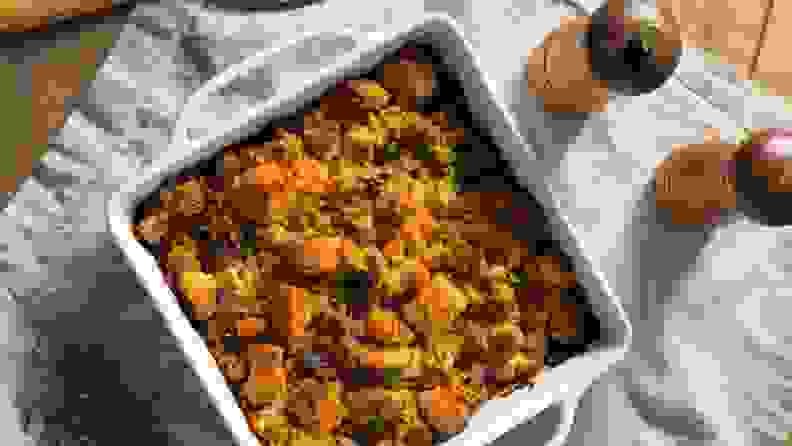 If you feel like switching it up, try cornbread stuffing instead of classic white bread.