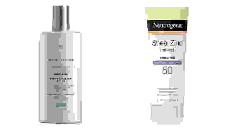 The SkinCeuticals Physical Fusion UV Defense SPF 50 and the Neutrogena Healthy Defense Daily Moisturizer.